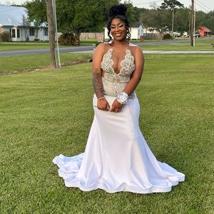 White custom prom dress size medium worn once